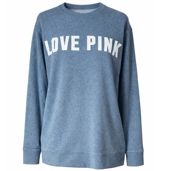 Victoria's Secret PINK Steel Blue with White Logo French Terry Pullover Tunic - Picture 2 of 8